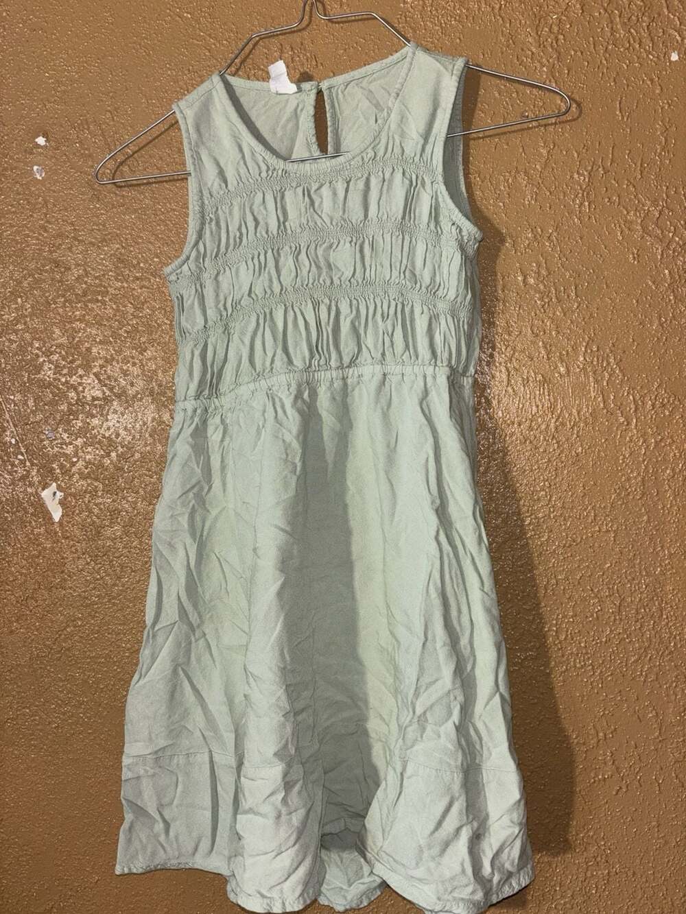Eusie Light Green Smocked Sleeveless Dress Size XS